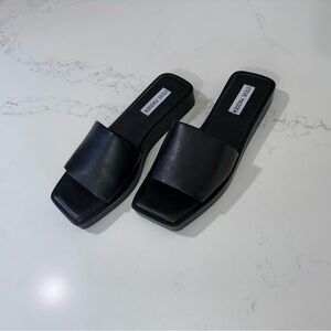 Steve Madden Womens Imara Leather Slip On Slide Sandals 8